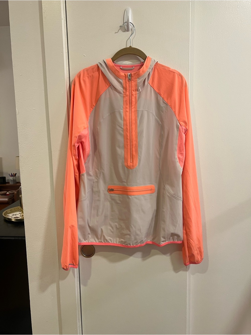 lululemon athletica Coral/Light Gray Half-Zip Windbreaker